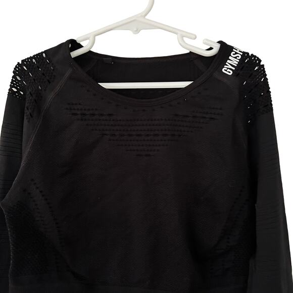Gymshark Black Seamless Mesh Crop Top Size S - Picture 2 of 6